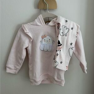Lila and Jack Halloween ghost pink hoodie and leggings set